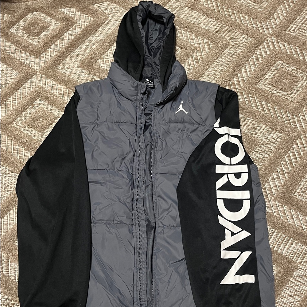 Jordan Black and Gray Hooded Vest